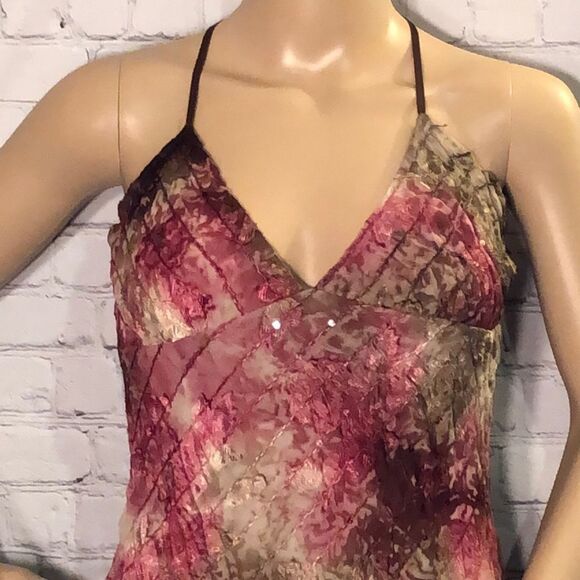 V.O.V.O. Vintage Y2K Long Asymmetrical Artsy Boho Sequined Cocktail Dress Large - Picture 3 of 9